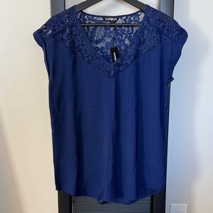 Express Women's Navy Lace Blouse